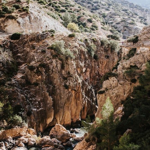 Caminito del Rey: Visita guiada en italiano + Autobús de ida desde El Chorro